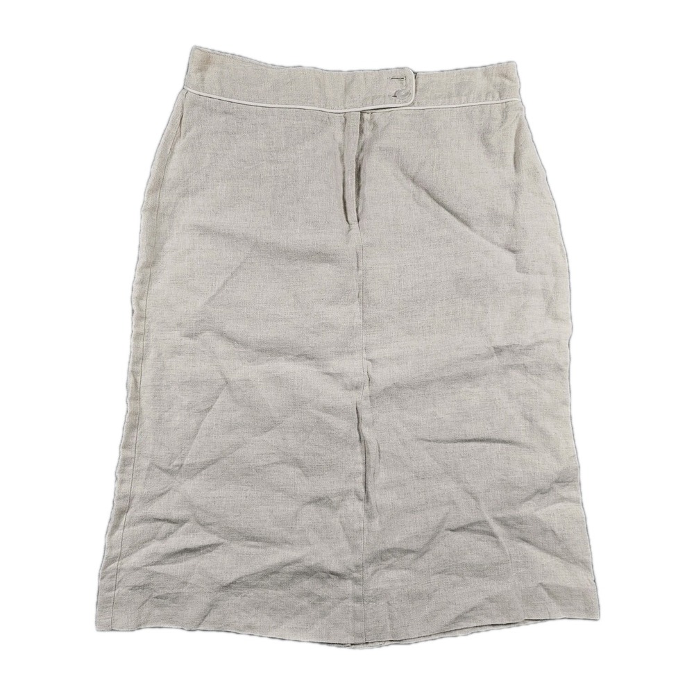 Orvis 100% Linen Midi Skirt Womens‎ Size 10 Beige Tan Straight Minimalist